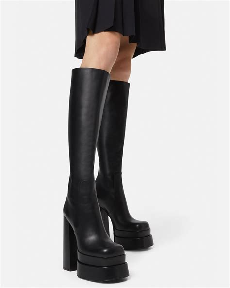 versace knee high boots.